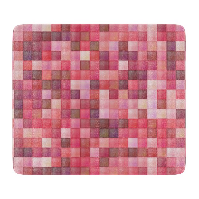 Tabla De Cortar Mosaico rosa y cuadrado púrpura (Anverso)