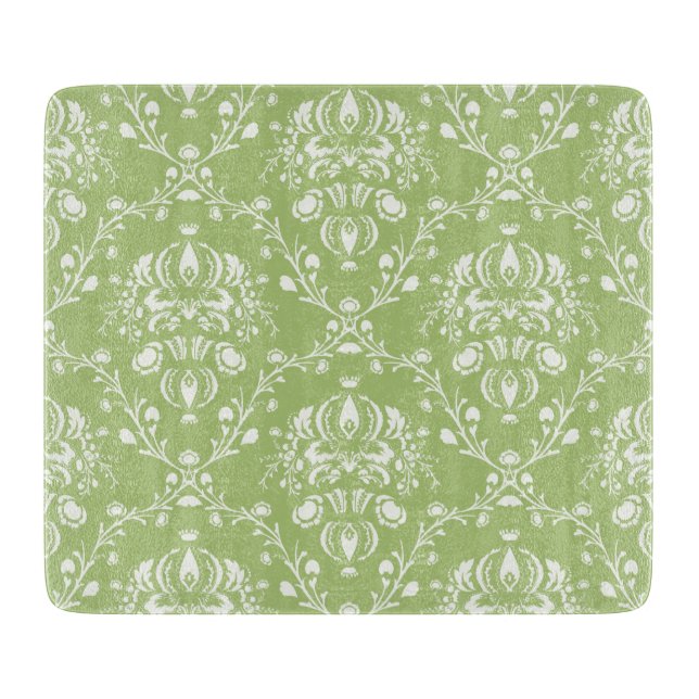 Tabla De Cortar Moss Green Damask (Anverso)