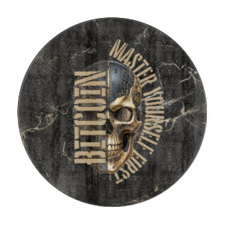 Tabla De Cortar Motivación BTC | Calavera | Mármol dorado