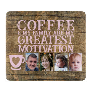 Tabla De Cortar Motivación de café 4 foto marrón rosa vidrio