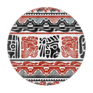 Tabla De Cortar Motivos indios, rojo negro, patrón sin costuras.