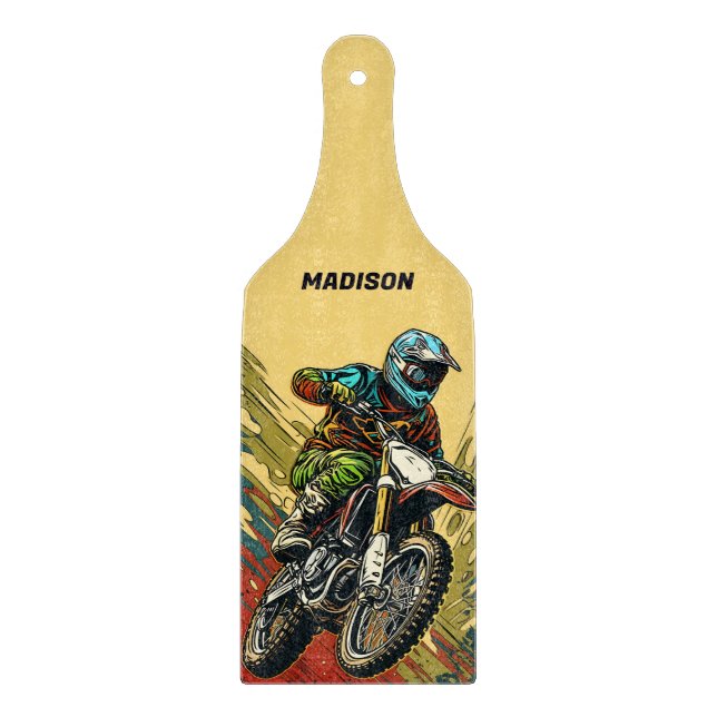 Tabla De Cortar Motocross de nombre personalizado (Anverso)