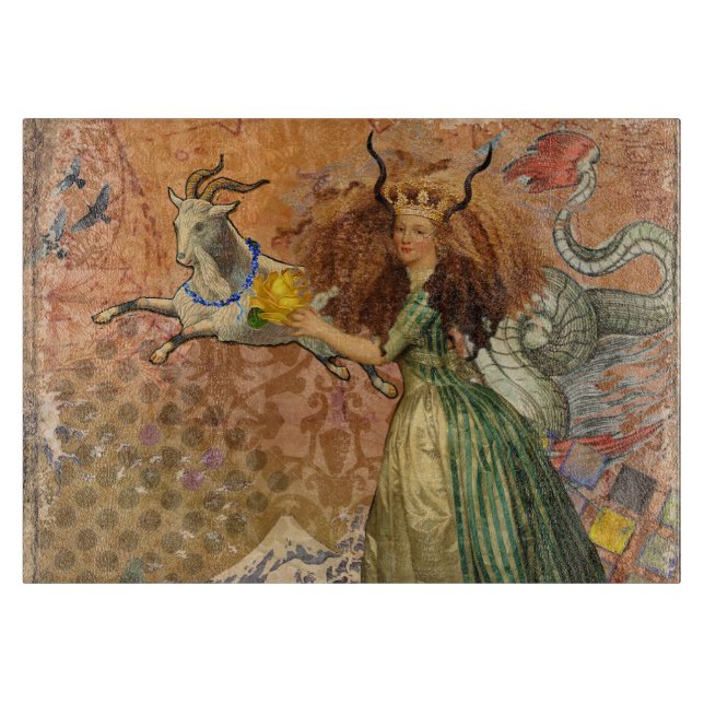 Tabla De Cortar Mujer Capricornio Cabra Caprichosa Diversión (Anverso)