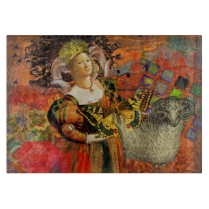 Tabla De Cortar Mujer de Aries Naranja: Collage de Arte Antiguo de