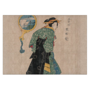 Tabla De Cortar Mujer de kimono japonés antiguo Ukiyo-e grabado en