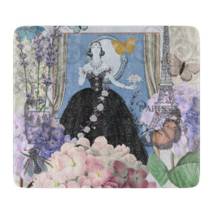 Tabla De Cortar Mujer elegante azul vestido floral elegante