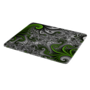 Tabla De Cortar Mundo de fantasía verde y gris arte abstracto frac