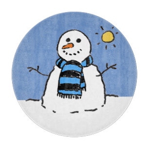 Tabla De Cortar Muñeco de nieve en la luz del sol
