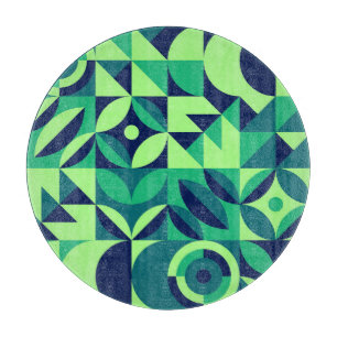 Tabla De Cortar Mural geométrico: diseño vintage moderno.