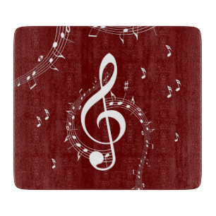 Tabla De Cortar Música de Clave de Sol Climática Roja