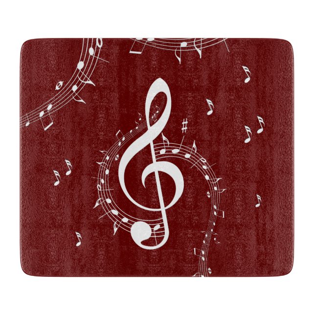 Tabla De Cortar Música de Clave de Sol Climática Roja (Anverso)