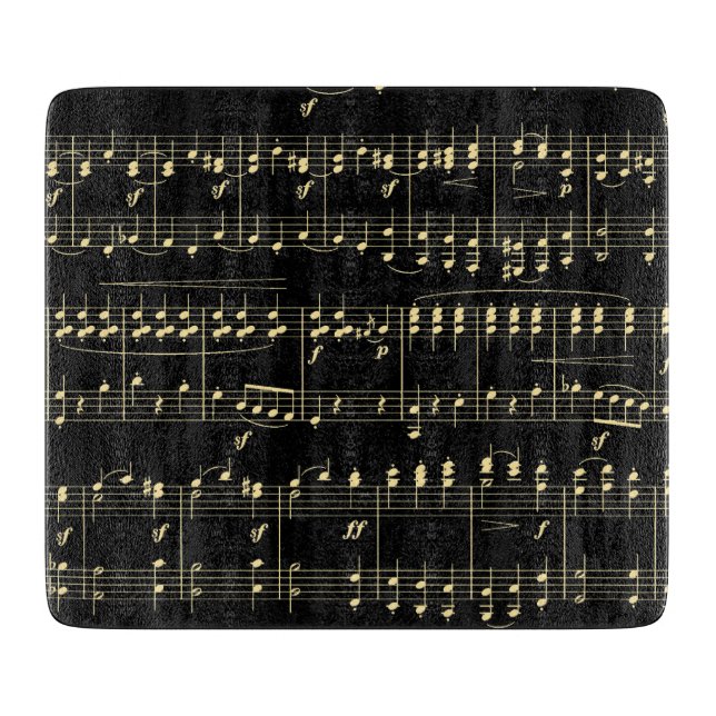 Tabla De Cortar Música dorada sobre negro (Anverso)