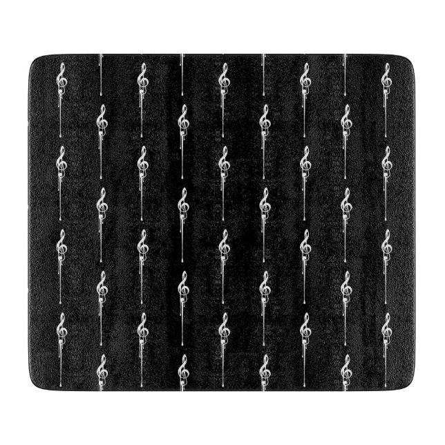 Tabla De Cortar Música Motif Melding Treble Clef White y Black (Anverso)