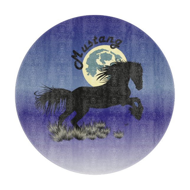 Tabla De Cortar Mustang amante de caballo tablón de vidrio (Anverso)