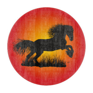 Tabla De Cortar Mustang amante de caballo tablón de vidrio