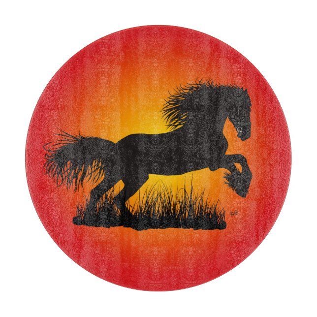 Tabla De Cortar Mustang amante de caballo tablón de vidrio (Anverso)