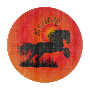 Tabla De Cortar Mustang amante de caballo tablón de vidrio