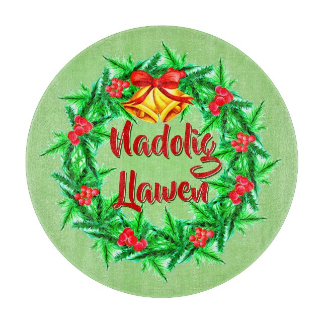 Tabla De Cortar Nadolig Llawen Welsh Merry Christmas (Anverso)