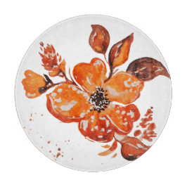 Tabla De Cortar Naranja acuarela espejo de flores compacto