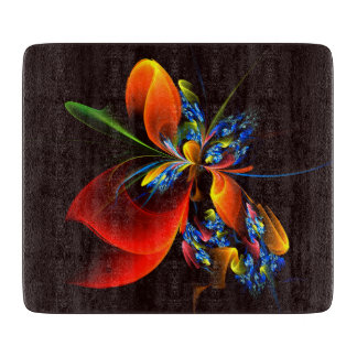 Tabla De Cortar Naranja azul Floral Moderno Resumen Patrón de arte