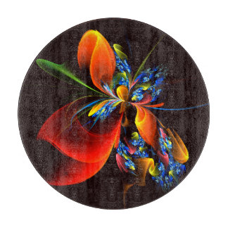 Tabla De Cortar Naranja azul Floral Moderno Resumen Patrón de arte