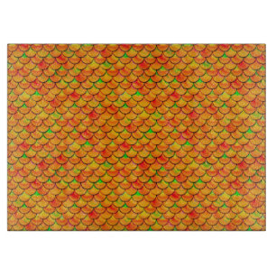 Tabla De Cortar Naranja de caída y escalas verdes