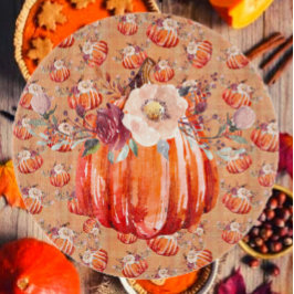 Tabla De Cortar Naranja de calabaza otoño plaid floral otoño otoño