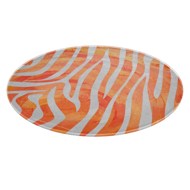 Tabla De Cortar Naranja de cebra y impresión en blanco (Borde)