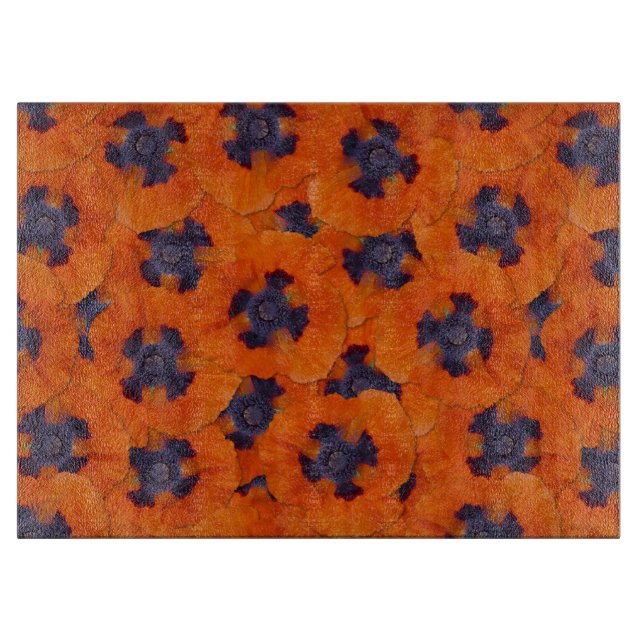 Tabla De Cortar Naranja de escarlata Poppy patrón sin soldadura (Anverso)