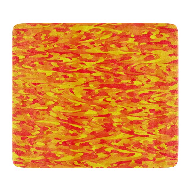 Tabla De Cortar Naranja del patrón abstracto amarillo rojo (Anverso)