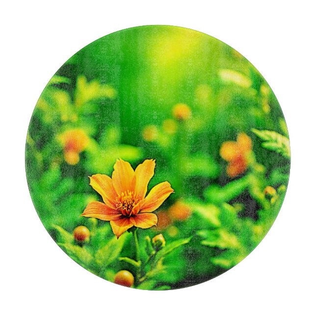 Tabla De Cortar Naranja Flower Bokeh Sunny (Anverso)