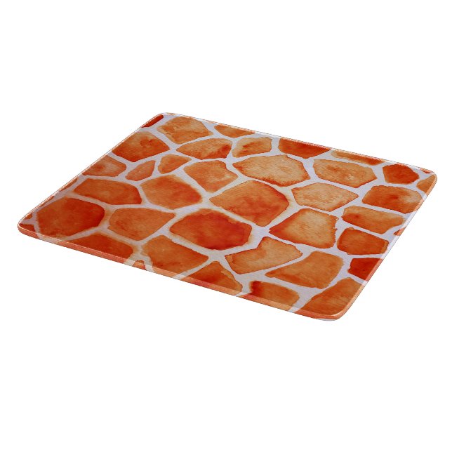 Tabla De Cortar Naranja Giraffe Animal Print (Borde)