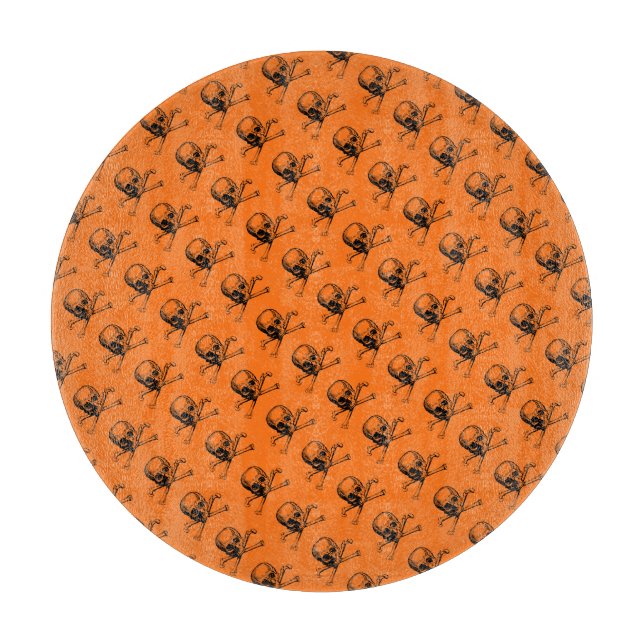 Tabla De Cortar Naranja Halloween Skull (Anverso)