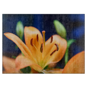 Tabla De Cortar Naranja Lilly Flower Blossom