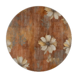 Tabla De Cortar Naranja quemado Beige Gray Farmhouse Floral