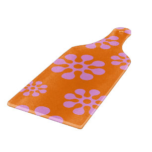 Tabla De Cortar Naranja Retro Y Tablero De Corte Floral Rosa