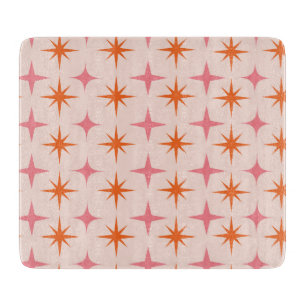 Tabla De Cortar Naranja rosa de patrón de estrenos retro de mediad