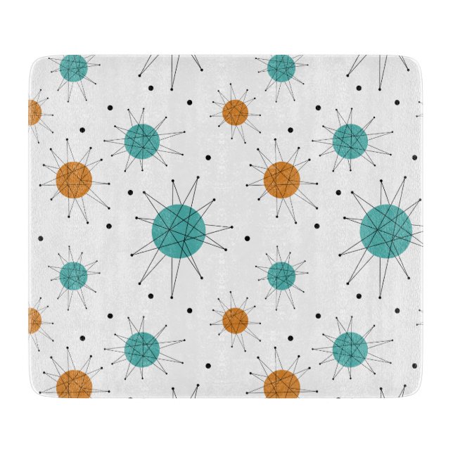 Tabla De Cortar Naranja Turquesa Franciscano Starburst MidCentavo (Anverso)