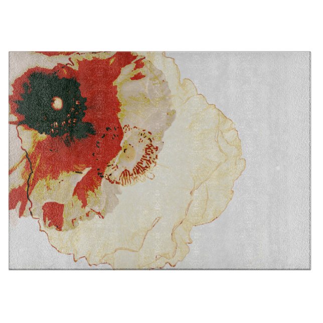 Tabla De Cortar naranja vibrante y ranunculus blanco (Anverso)