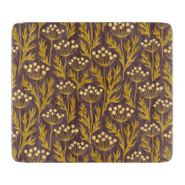 Tabla De Cortar Natural Floral Pattern: Golden Accents  Dark Canva