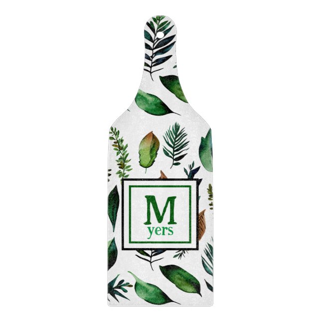 Tabla De Cortar Naturaleza botánica del follaje verde personalizad (Anverso)