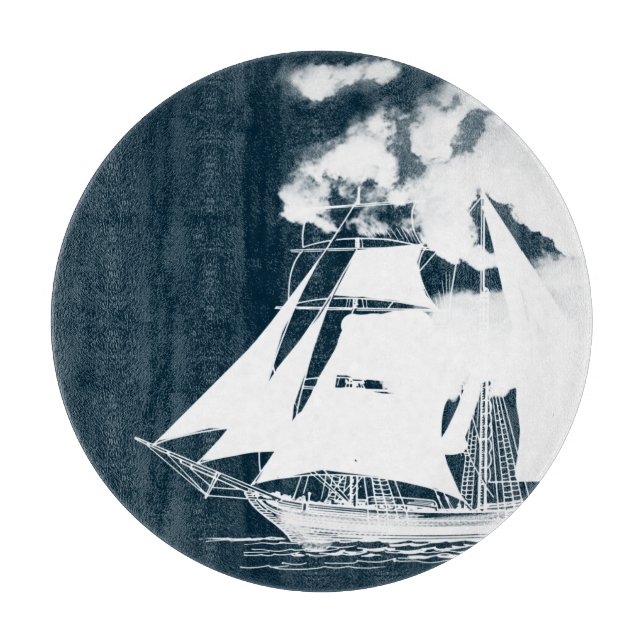 Tabla De Cortar Náutica de naves y nubes (Anverso)