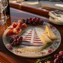 Tabla de cortar náutica de vela y floral roseata