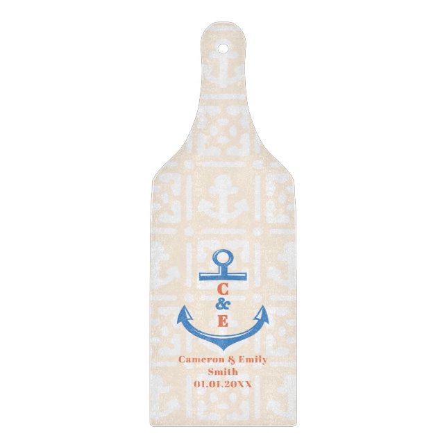 Tabla De Cortar Nautical Anchor Monogrammed Paddle  (Anverso)
