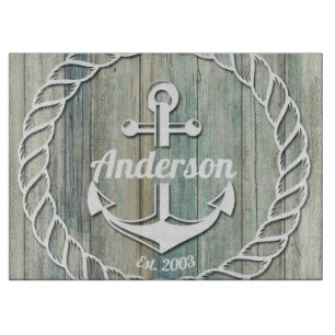 Tabla De Cortar Nautical Anchor Nombre de la familia Beach House V