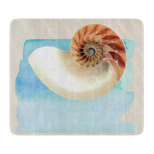 Tabla De Cortar Nautilus Seashell and Sand
