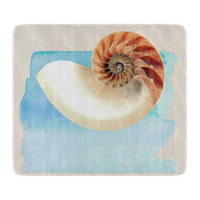 Tabla De Cortar Nautilus Seashell and Sand (Anverso)