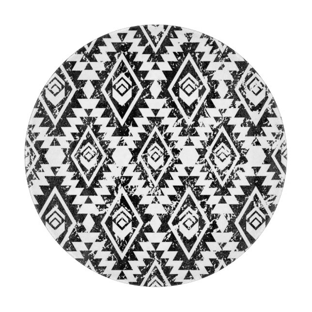 Tabla De Cortar Navajo tribal: geométrico blanco negro. (Anverso)