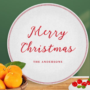 Tabla De Cortar Navidad Blanca Personalizada Alegre Navidad 
