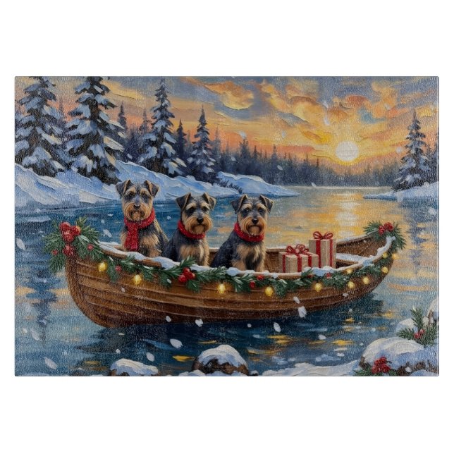 Tabla De Cortar Navidad de barco de Schnauzer (Anverso)